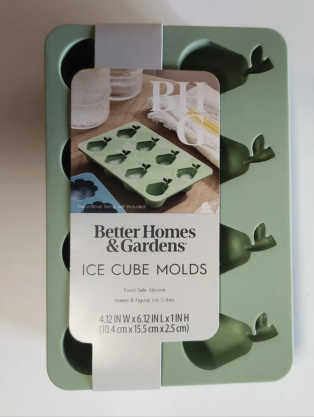 NWT Better Homes & Gardens Ice Cube Molds Silicone, Green Pear Novelty